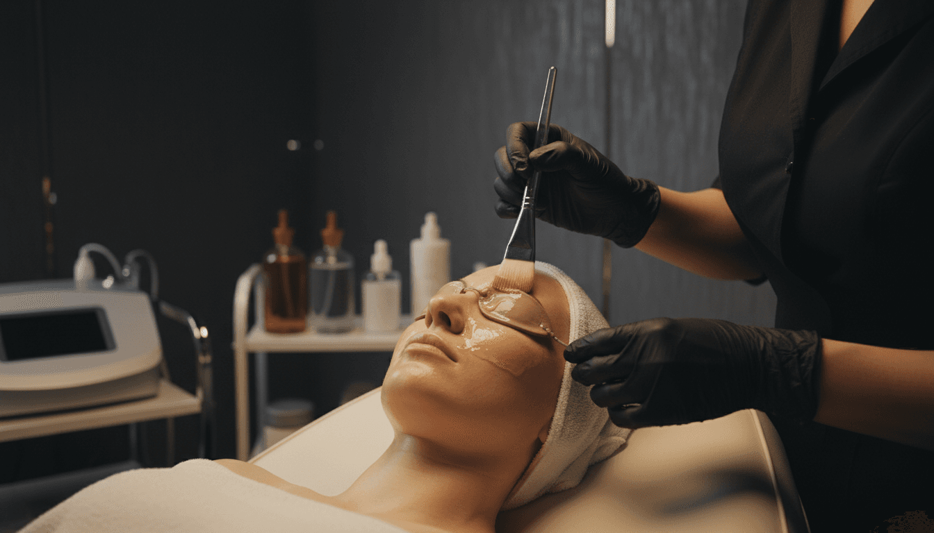 Chemical peel treatment in progress