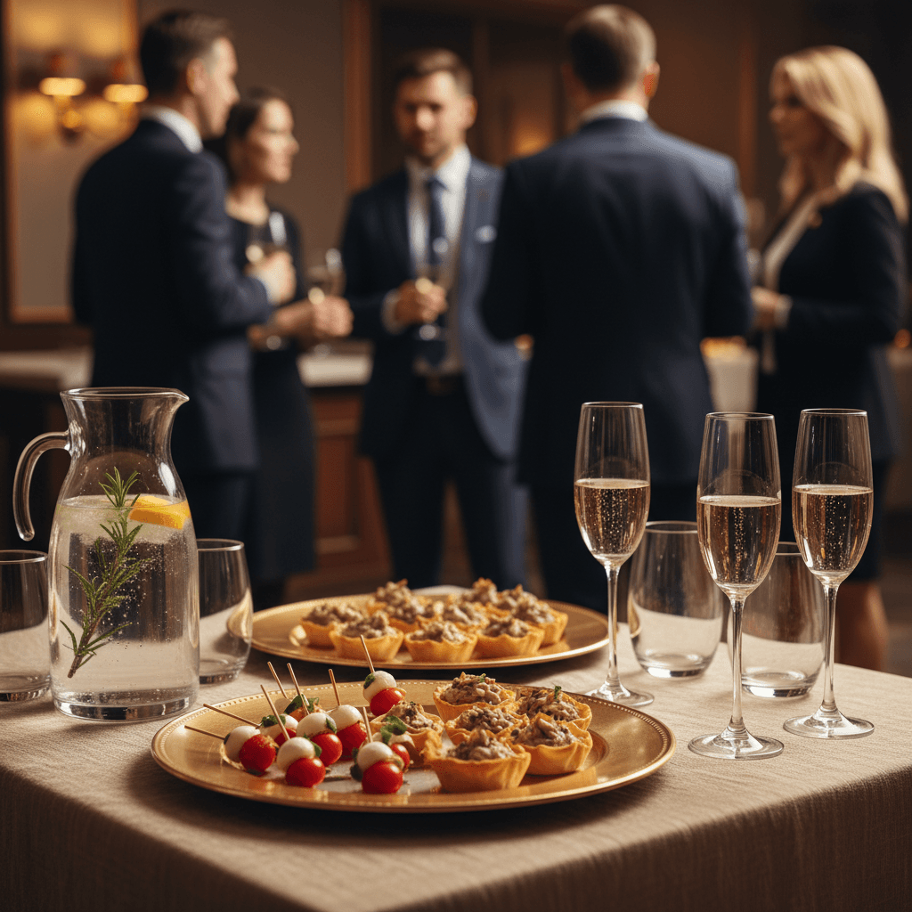 Elegant cocktail reception with members networking